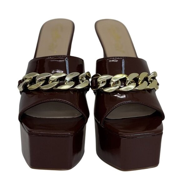 CATHY DIN / Kaiaa-7 / Brown Patent Leather / Platform / High Heel / Sandals With - Picture 5 of 8